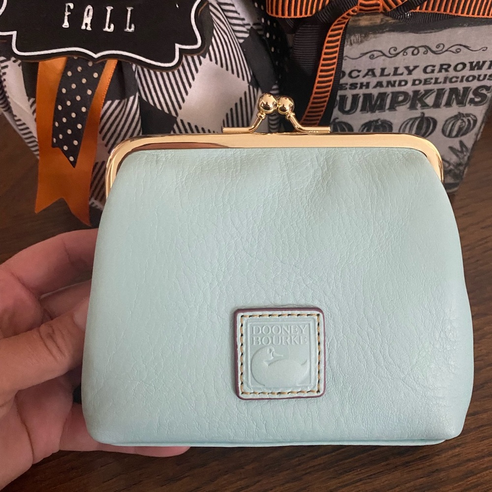 Dooney and bourke Florentine pale blue large frame purse (kisslocks)